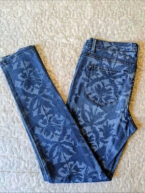 Rachel Roy Floral-Print Skinny Jeans